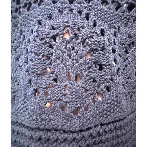 Lucky Brand Navy Blue Crochet Sweater Women’s Size Small Button Back Knit Boho - Picture 8 of 8